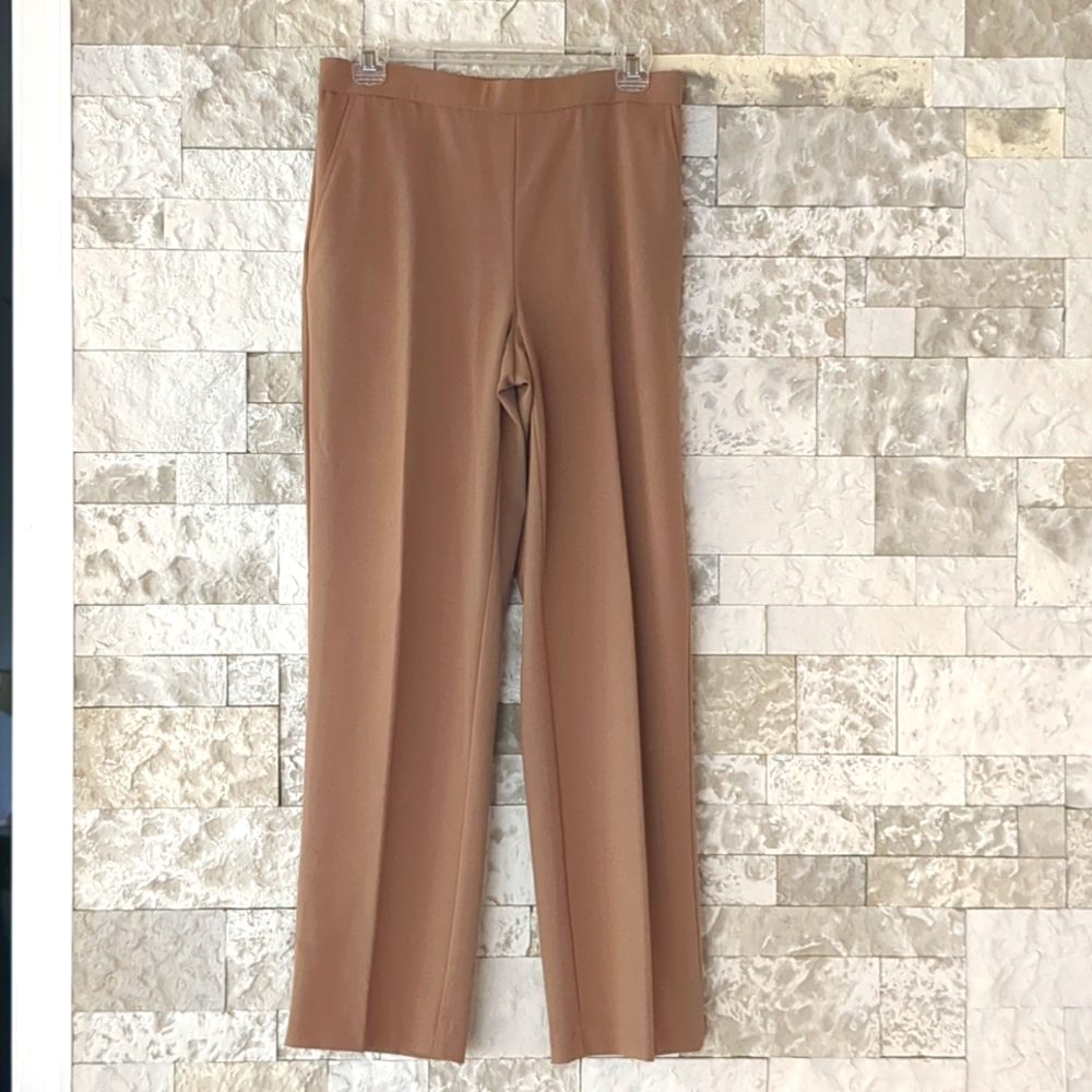 Kim Rogers Vintage 90's Tan Trousers Dress Pants Side Pockets Stretch Waist  EUC